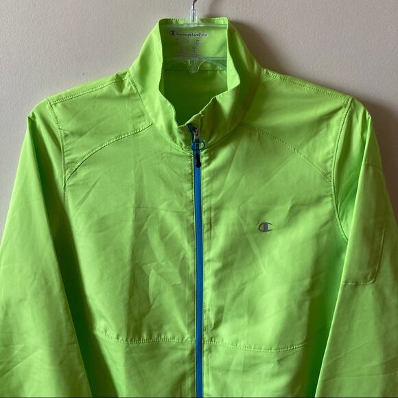 Champion Neon Windbreaker Jacket Green / Blue Size Small - Picture 3 of 11
